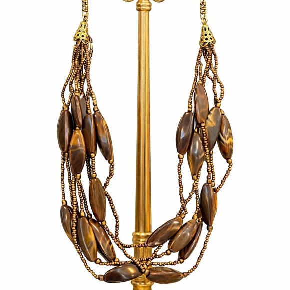 Jewelry - Multi-strand beaded necklace with bronze seed beads. EUC.